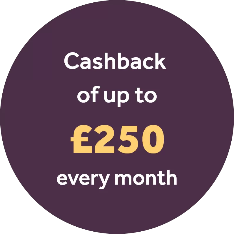 Cashback of up to £250 every month
